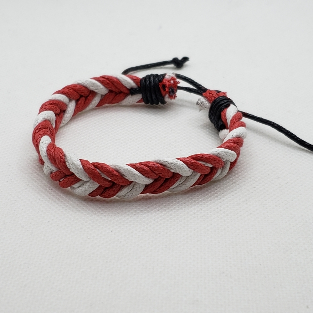 Red and White Braided Bracelet